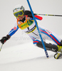 Fourth after first run Sandrine Aubert of France skiing in first run of Women slalom race of Audi FIS alpine skiing World Cup in Maribor, Slovenia. Slalom race of Women Audi FIS Alpine skiing World Cup 2009-10 was held in Maribor, Slovenia, on 17th of January 2010.

