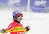Third placed Maria Riesch of Germany reacts in finish of second run of Women slalom race of Audi FIS alpine skiing World Cup in Maribor, Slovenia. Slalom race of Women Audi FIS Alpine skiing World Cup 2009-10 was held in Maribor, Slovenia, on 17th of January 2010.
