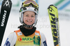 Seventh placed Sanni Leinonen of Finland reacts in finish of second run of Women slalom race of Audi FIS alpine skiing World Cup in Maribor, Slovenia. Slalom race of Women Audi FIS Alpine skiing World Cup 2009-10 was held in Maribor, Slovenia, on 17th of January 2010.

