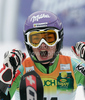 Second placed Tina Maze of Slovenia reacts in finish of second run of Women slalom race of Audi FIS alpine skiing World Cup in Maribor, Slovenia. Slalom race of Women Audi FIS Alpine skiing World Cup 2009-10 was held in Maribor, Slovenia, on 17th of January 2010.
