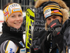 Seventh placed Sanni Leinonen of Finland (L) and head coach of Finnish women alpine skiing team, Janez Slivnik (R) in finish of Women slalom race of Audi FIS alpine skiing World Cup in Maribor, Slovenia. Slalom race of Women Audi FIS Alpine skiing World Cup 2009-10 was held in Maribor, Slovenia, on 17th of January 2010.

