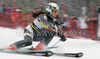 Sanni Leinonen of Finland skiing in second run of Women slalom race of Audi FIS alpine skiing World Cup in Maribor, Slovenia. Slalom race of Women Audi FIS Alpine skiing World Cup 2009-10 was held in Maribor, Slovenia, on 17th of January 2010.
