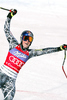 Lindsey Vonn of the United States reacts after taking first placed during the womens Ski World Cup Downhill race in Cortina d Ampezzo, Italy, Saturday, January 23, 2010.
