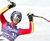 Maria Riesch of Germany reacts after taking second placed during the womens Ski World Cup Downhill race in Cortina d Ampezzo, Italy, Saturday, January 23, 2010.
