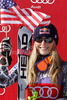 Lindsey Vonn of the United States celebrates after winning the womens alpine ski World Cup downhill race in Cortina d Ampezzo, Italy, Saturday, January 23, 2010.
