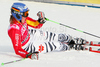 Viktoria Rebensburg of Germany recats after placing second in the womens alpine ski World Cup Giant Slalom race in Cortina dAmpezzo, Italy, Sunday, January 24, 2010.
