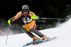 Mike Janyk (CAN) attacks a control gate while competing in the mens Hahnenkamm slalom race part of the  70th Hahnenkamm Rennen race weekend, which is a fixture on the 2009/10 Audi FIS Alpine Skiing World Cup. Slalom race of men Audi FIS Alpine skiing World cup was held in Kitzbuhel, Austria, on 24th of January 2010.
