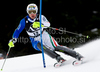 Giuliano Razzoli (ITA) attacks a control gate while competing in the mens Hahnenkamm slalom race part of the  70th Hahnenkamm Rennen race weekend, which is a fixture on the 2009/10 Audi FIS Alpine Skiing World Cup. Slalom race of men Audi FIS Alpine skiing World cup was held in Kitzbuhel, Austria, on 24th of January 2010.
