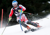 Wolfgang Hoerl (AUT) attacks a control gate while competing in the mens Hahnenkamm slalom race part of the  70th Hahnenkamm Rennen race weekend, which is a fixture on the 2009/10 Audi FIS Alpine Skiing World Cup. Slalom race of men Audi FIS Alpine skiing World cup was held in Kitzbuhel, Austria, on 24th of January 2010.
