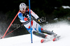 Marc Barthod (SUI) attacks a control gate while competing in the mens Hahnenkamm slalom race part of the  70th Hahnenkamm Rennen race weekend, which is a fixture on the 2009/10 Audi FIS Alpine Skiing World Cup. Slalom race of men Audi FIS Alpine skiing World cup was held in Kitzbuhel, Austria, on 24th of January 2010.
