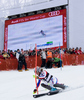 Julien Lizeroux (FRA) attacks a control gate while competing in the mens Hahnenkamm slalom race part of the  70th Hahnenkamm Rennen race weekend, which is a fixture on the 2009/10 Audi FIS Alpine Skiing World Cup. Slalom race of men Audi FIS Alpine skiing World cup was held in Kitzbuhel, Austria, on 24th of January 2010.
