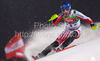 Fourth after first run Benjamin Raich of Austria skiing in first run of Men Night slalom race of Audi FIS alpine skiing World Cup in Schladming, Austria. Slalom race of Men Audi FIS Alpine skiing World Cup 2009-10 was held in Schladming, Austria, on 26th of January 2010.
