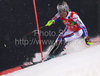 Eight after first run Julien Lizeroux of France skiing in first run of Men Night slalom race of Audi FIS alpine skiing World Cup in Schladming, Austria. Slalom race of Men Audi FIS Alpine skiing World Cup 2009-10 was held in Schladming, Austria, on 26th of January 2010.
