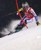 Eight after first run Julien Lizeroux of France skiing in first run of Men Night slalom race of Audi FIS alpine skiing World Cup in Schladming, Austria. Slalom race of Men Audi FIS Alpine skiing World Cup 2009-10 was held in Schladming, Austria, on 26th of January 2010.
