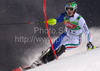 Giuliano Razzoli of Italy skiing in first run of Men Night slalom race of Audi FIS alpine skiing World Cup in Schladming, Austria. Slalom race of Men Audi FIS Alpine skiing World Cup 2009-10 was held in Schladming, Austria, on 26th of January 2010.
