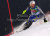 Seventh after first run Andre Myhrer of Sweden skiing in first run of Men Night slalom race of Audi FIS alpine skiing World Cup in Schladming, Austria. Slalom race of Men Audi FIS Alpine skiing World Cup 2009-10 was held in Schladming, Austria, on 26th of January 2010.
