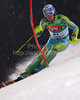 Bernard Vajdic of Slovenia skiing in first run of Men Night slalom race of Audi FIS alpine skiing World Cup in Schladming, Austria. Slalom race of Men Audi FIS Alpine skiing World Cup 2009-10 was held in Schladming, Austria, on 26th of January 2010.
