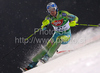 Bernard Vajdic of Slovenia skiing in first run of Men Night slalom race of Audi FIS alpine skiing World Cup in Schladming, Austria. Slalom race of Men Audi FIS Alpine skiing World Cup 2009-10 was held in Schladming, Austria, on 26th of January 2010.
