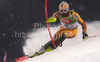 Sixth after first run Julien Cousineau of Canada skiing in first run of Men Night slalom race of Audi FIS alpine skiing World Cup in Schladming, Austria. Slalom race of Men Audi FIS Alpine skiing World Cup 2009-10 was held in Schladming, Austria, on 26th of January 2010.
