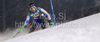 Axel Baeck of Sweden skiing in first run of Men Night slalom race of Audi FIS alpine skiing World Cup in Schladming, Austria. Slalom race of Men Audi FIS Alpine skiing World Cup 2009-10 was held in Schladming, Austria, on 26th of January 2010.
