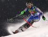 Axel Baeck of Sweden skiing in first run of Men Night slalom race of Audi FIS alpine skiing World Cup in Schladming, Austria. Slalom race of Men Audi FIS Alpine skiing World Cup 2009-10 was held in Schladming, Austria, on 26th of January 2010.
