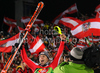 Winner Reinfried Herbst of Austria celebrates his medal won in Men Night slalom race of Audi FIS alpine skiing World Cup in Schladming, Austria. Slalom race of Men Audi FIS Alpine skiing World Cup 2009-10 was held in Schladming, Austria, on 26th of January 2010.
