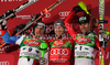 Winner Reinfried Herbst of Austria (M), second placed Silvan Zurbriggen of Switzerland (L) and third placed Manfred Pranger of Austria celebrate their medals won in Men Night slalom race of Audi FIS alpine skiing World Cup in Schladming, Austria. Slalom race of Men Audi FIS Alpine skiing World Cup 2009-10 was held in Schladming, Austria, on 26th of January 2010.
