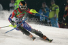 Noel Baxter of Great Britain skiing in first run of Men Night slalom race of Audi FIS alpine skiing World Cup in Schladming, Austria. Slalom race of Men Audi FIS Alpine skiing World Cup 2009-10 was held in Schladming, Austria, on 26th of January 2010.
