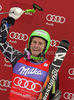 Winner Ted Ligety of USA celebrates his medal won in Men giant slalom race of Audi FIS alpine skiing World Cup in Kranjska Gora, Slovenia. Giant slalom race of Men Audi FIS Alpine skiing World Cup 2009-10, which substituted canceled giant slalom race from Adelboden, Switzerland, was held on Friday in Kranjska Gora, Slovenia, on 29th of January 2010.

