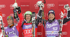 Winner Ted Ligety of USA (M), second placed Marcel Hirscher of Austria (L) and third placed Kjetil Jansrud of Norway (R) celebrate their medals won in Men giant slalom race of Audi FIS alpine skiing World Cup in Kranjska Gora, Slovenia. Giant slalom race of Men Audi FIS Alpine skiing World Cup 2009-10, which substituted canceled giant slalom race from Adelboden, Switzerland, was held on Friday in Kranjska Gora, Slovenia, on 29th of January 2010.

