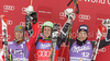 Winner Ted Ligety of USA (M), second placed Marcel Hirscher of Austria (L) and third placed Kjetil Jansrud of Norway (R) celebrate their medals won in Men giant slalom race of Audi FIS alpine skiing World Cup in Kranjska Gora, Slovenia. Giant slalom race of Men Audi FIS Alpine skiing World Cup 2009-10, which substituted canceled giant slalom race from Adelboden, Switzerland, was held on Friday in Kranjska Gora, Slovenia, on 29th of January 2010.
