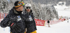 Andreas Romar of Finland (R) during inspection of first run of second Men giant slalom race of Audi FIS alpine skiing World Cup in Kranjska Gora, Slovenia. Second giant slalom race of Men Audi FIS Alpine skiing World Cup 2009-10, was held on Saturday in Kranjska Gora, Slovenia, on 30th of January 2010.
