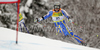 Markus Larsson of Sweden skiing in first run of second Men giant slalom race of Audi FIS alpine skiing World Cup in Kranjska Gora, Slovenia. Second giant slalom race of Men Audi FIS Alpine skiing World Cup 2009-10, was held on Saturday in Kranjska Gora, Slovenia, on 30th of January 2010.
