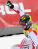 Winner Marcel Hirscher of Austria reacts in finish of second run of second Men giant slalom race of Audi FIS alpine skiing World Cup in Kranjska Gora, Slovenia. Second giant slalom race of Men Audi FIS Alpine skiing World Cup 2009-10, was held on Saturday in Kranjska Gora, Slovenia, on 30th of January 2010.
