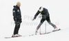 Marcus Sandell of Finland (R) and his coach, Janez Hladnik (L) during inspection of second run of second Men giant slalom race of Audi FIS alpine skiing World Cup in Kranjska Gora, Slovenia. Second giant slalom race of Men Audi FIS Alpine skiing World Cup 2009-10, was held on Saturday in Kranjska Gora, Slovenia, on 30th of January 2010.
