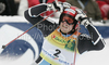 Second placed Kjetil Jansrud of Norway reacts in finish of second run of second Men giant slalom race of Audi FIS alpine skiing World Cup in Kranjska Gora, Slovenia. Second giant slalom race of Men Audi FIS Alpine skiing World Cup 2009-10, was held on Saturday in Kranjska Gora, Slovenia, on 30th of January 2010.

