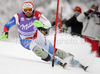 Sixth after first run Silvan Zurbriggen of Switzerland skiing in first run of Men slalom race of Audi FIS alpine skiing World Cup in Kranjska Gora, Slovenia. Slalom race of Men Audi FIS Alpine skiing World Cup 2009-10, was held on Sunday in Kranjska Gora, Slovenia, on 31st of January 2010.
