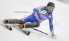 Axel Baeck of Sweden skiing in first run of Men slalom race of Audi FIS alpine skiing World Cup in Kranjska Gora, Slovenia. Slalom race of Men Audi FIS Alpine skiing World Cup 2009-10, was held on Sunday in Kranjska Gora, Slovenia, on 31st of January 2010.

