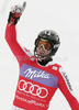 Second after first run Reinfried Herbst of Austria reacts in finish of first run of Men slalom race of Audi FIS alpine skiing World Cup in Kranjska Gora, Slovenia. Slalom race of Men Audi FIS Alpine skiing World Cup 2009-10, was held on Sunday in Kranjska Gora, Slovenia, on 31st of January 2010.
