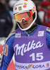 Ninth placed Andre Myhrer of Sweden reacts in finish of second run of Men slalom race of Audi FIS alpine skiing World Cup in Kranjska Gora, Slovenia. Slalom race of Men Audi FIS Alpine skiing World Cup 2009-10, was held on Sunday in Kranjska Gora, Slovenia, on 31st of January 2010.
