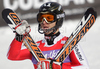 Winner Reinfried Herbst of Austria reacts in finish of second run of Men slalom race of Audi FIS alpine skiing World Cup in Kranjska Gora, Slovenia. Slalom race of Men Audi FIS Alpine skiing World Cup 2009-10, was held on Sunday in Kranjska Gora, Slovenia, on 31st of January 2010.
