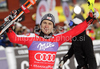 Winner Reinfried Herbst of Austria celebrates his medal won in Men slalom race of Audi FIS alpine skiing World Cup in Kranjska Gora, Slovenia. Slalom race of Men Audi FIS Alpine skiing World Cup 2009-10, was held on Sunday in Kranjska Gora, Slovenia, on 31st of January 2010.
