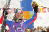 Third placed Julien Lizeroux of France celebrates his medal won in Men slalom race of Audi FIS alpine skiing World Cup in Kranjska Gora, Slovenia. Slalom race of Men Audi FIS Alpine skiing World Cup 2009-10, was held on Sunday in Kranjska Gora, Slovenia, on 31st of January 2010.
