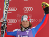 Third placed Julien Lizeroux of France celebrates his medal won in Men slalom race of Audi FIS alpine skiing World Cup in Kranjska Gora, Slovenia. Slalom race of Men Audi FIS Alpine skiing World Cup 2009-10, was held on Sunday in Kranjska Gora, Slovenia, on 31st of January 2010.
