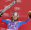 Third placed Julien Lizeroux of France celebrates his medal won in Men slalom race of Audi FIS alpine skiing World Cup in Kranjska Gora, Slovenia. Slalom race of Men Audi FIS Alpine skiing World Cup 2009-10, was held on Sunday in Kranjska Gora, Slovenia, on 31st of January 2010.
