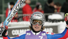 Third placed Julien Lizeroux of France reacts in finish of second run of Men slalom race of Audi FIS alpine skiing World Cup in Kranjska Gora, Slovenia. Slalom race of Men Audi FIS Alpine skiing World Cup 2009-10, was held on Sunday in Kranjska Gora, Slovenia, on 31st of January 2010.

