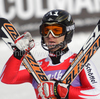 Winner Reinfried Herbst of Austria reacts in finish of second run of Men slalom race of Audi FIS alpine skiing World Cup in Kranjska Gora, Slovenia. Slalom race of Men Audi FIS Alpine skiing World Cup 2009-10, was held on Sunday in Kranjska Gora, Slovenia, on 31st of January 2010.
