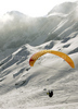 Paragliders taking off on top of Zugspitze during Men downhill race of Audi FIS alpine skiing World Cup in Garmisch-Partenkirchen, Germany. Training for downhill race of Men Audi FIS Alpine skiing World Cup 2009-10, was held on Tuesday in Garmisch-Partenkirchen, Germany, on 9th of March 2010.
