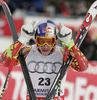 Third placed Erik Guay of Canada reacts in finish of Men  downhill race of Audi FIS alpine skiing World Cup in Garmisch-Partenkirchen, Germany. Training for downhill race of Men Audi FIS Alpine skiing World Cup 2009-10, was held on Tuesday in Garmisch-Partenkirchen, Germany, on 9th of March 2010.
