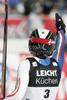 Johanna Schnarf of Italy reacts in finish of Women downhill race of Audi FIS alpine skiing World Cup in Garmisch-Partenkirchen, Germany. Training for downhill race of Men Audi FIS Alpine skiing World Cup 2009-10, was held on Tuesday in Garmisch-Partenkirchen, Germany, on 9th of March 2010.
